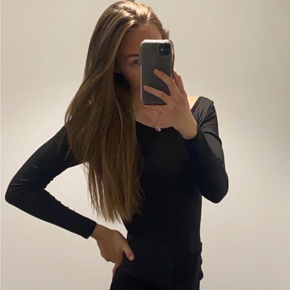 Black long sleeved body suit
